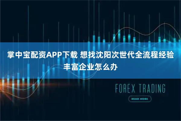 掌中宝配资APP下载 想找沈阳次世代全流程经验丰富企业怎么办